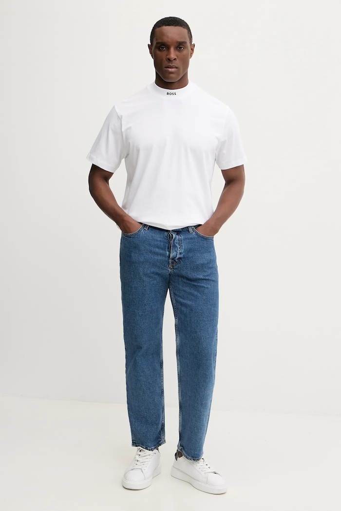 Μπλουζάκι BOSS Green Tee Collar 50555527 λευκό SS26
