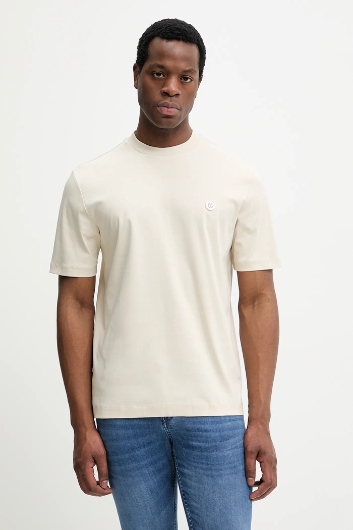 BOSS tricou bărbați bumbac C-Taut 01 imprimeu bej 50555844