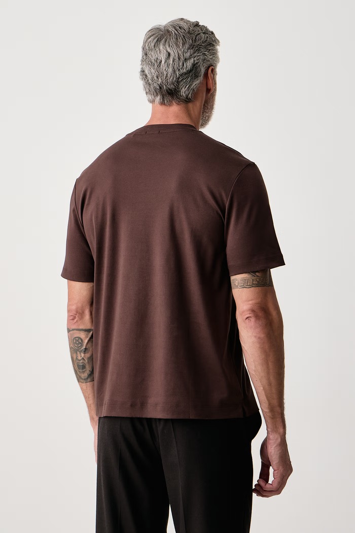 Odzież BOSS T-shirt męski bawełniany C-Taut 01 50555844 brązowy
