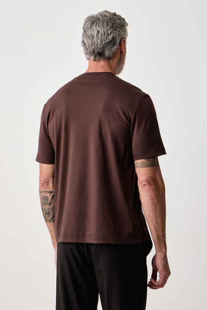 Odzież BOSS T-shirt męski bawełniany C-Taut 01 50555844 brązowy