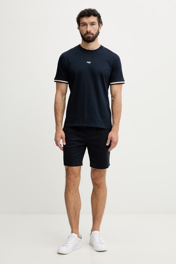 BOSS tricou loungewear bărbătesc din bumbac Iconic T-Shirt 50557198 bleumarin SS26