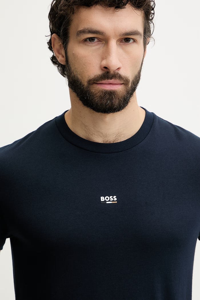BOSS tricou loungewear bărbătesc din bumbac Iconic T-Shirt bleumarin 50557198