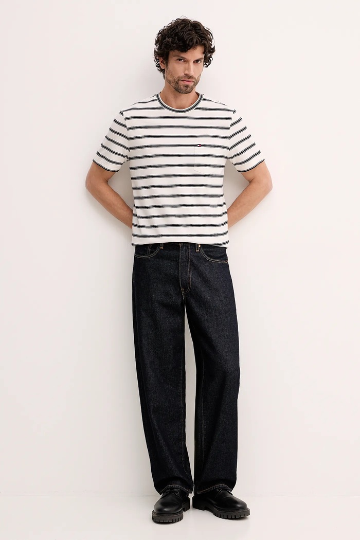 Βαμβακερό μπλουζάκι Tommy Hilfiger MW0MW41378 μπεζ SS26