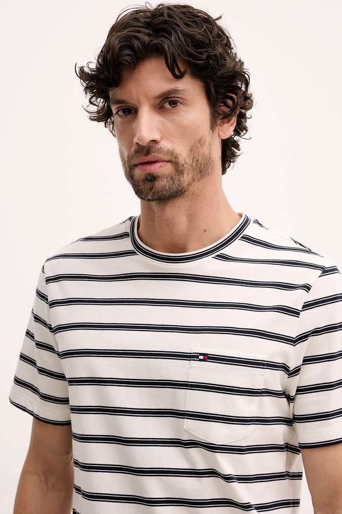 Βαμβακερό μπλουζάκι Tommy Hilfiger μπεζ MW0MW41378