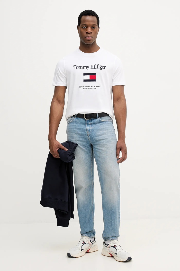 Tommy Hilfiger tricou din bumbac MW0MW42736 alb SS26