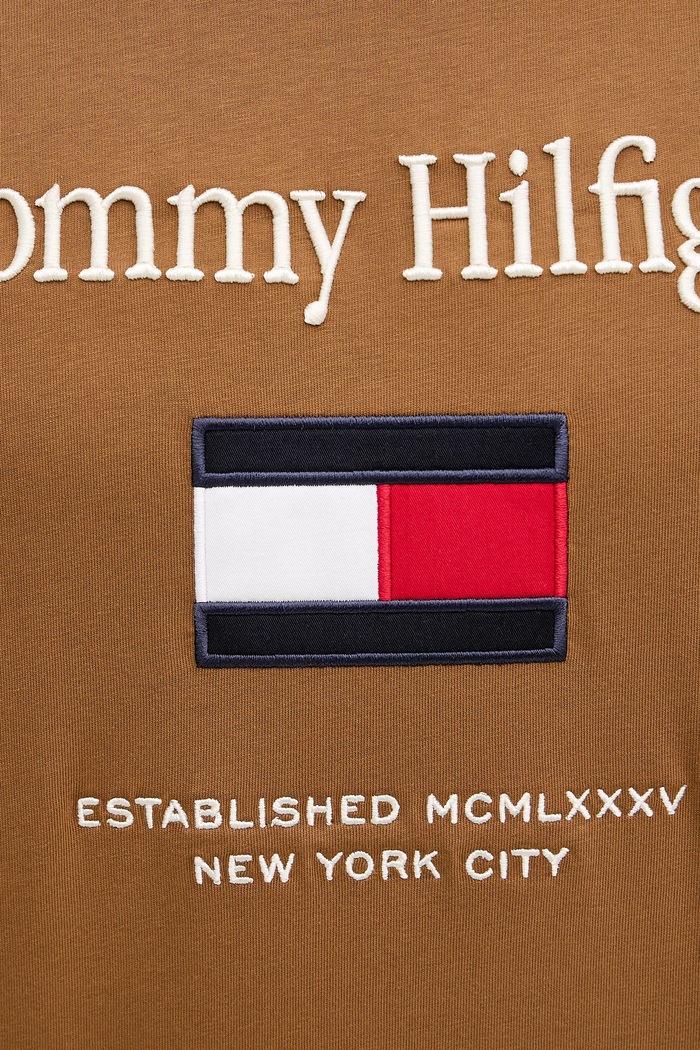 Bavlnené tričko Tommy Hilfiger MW0MW42736 hnedá