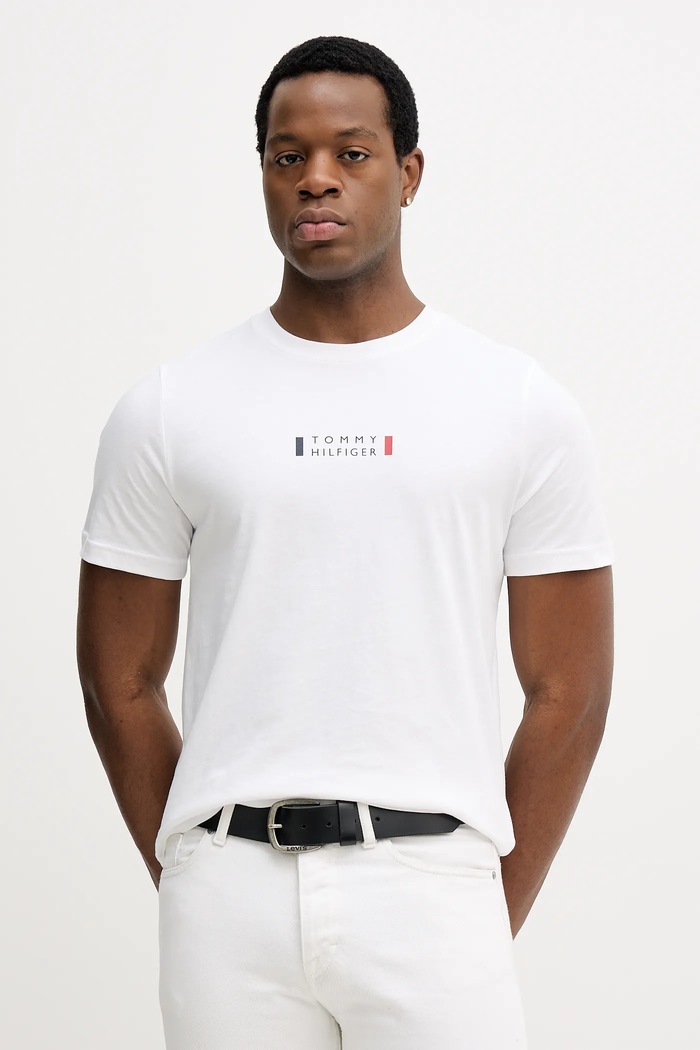 Tommy Hilfiger tricou din bumbac print alb MW0MW41453