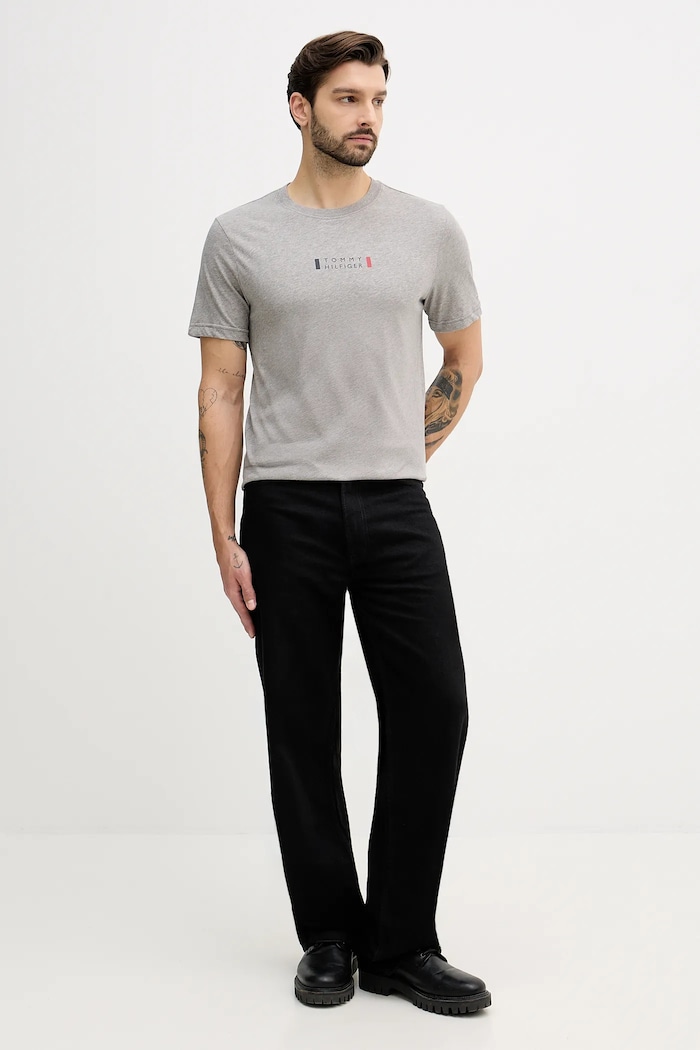 Bavlnené tričko Tommy Hilfiger MW0MW41453 sivá SS26