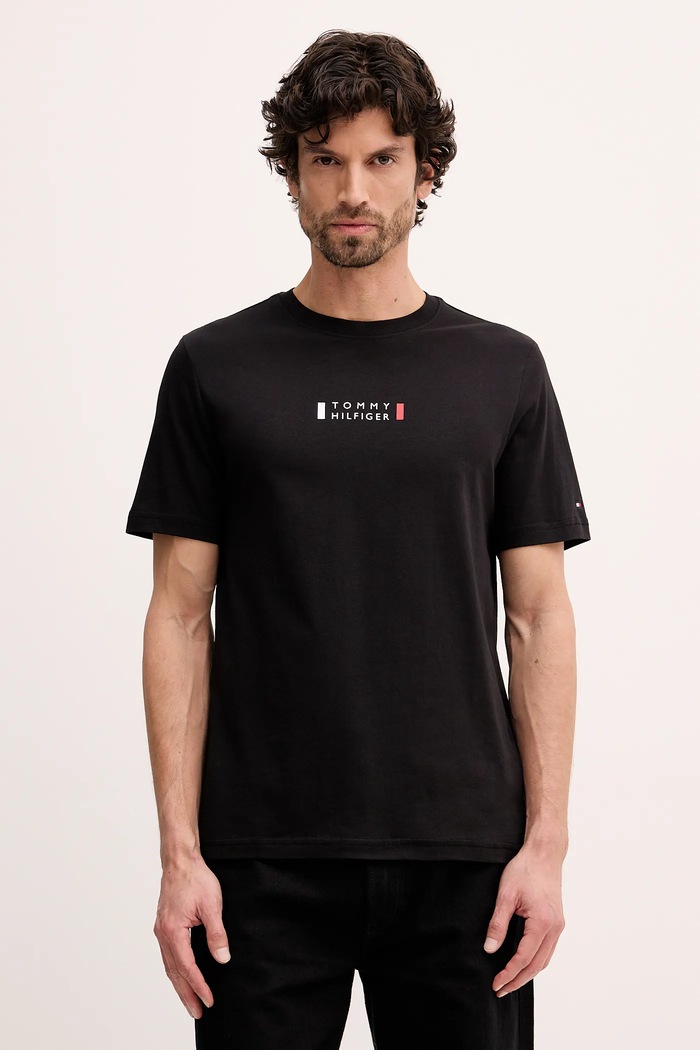 Bavlnené tričko Tommy Hilfiger potlač čierna MW0MW41453