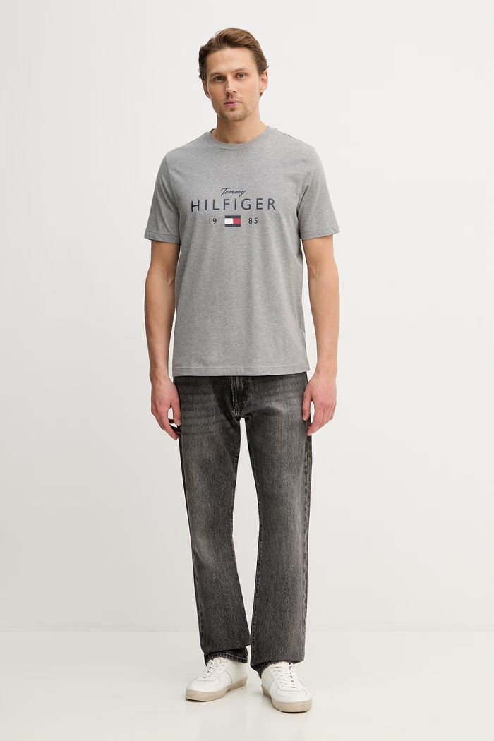Tommy Hilfiger t-shirt bawełniany MW0MW41455 szary SS26