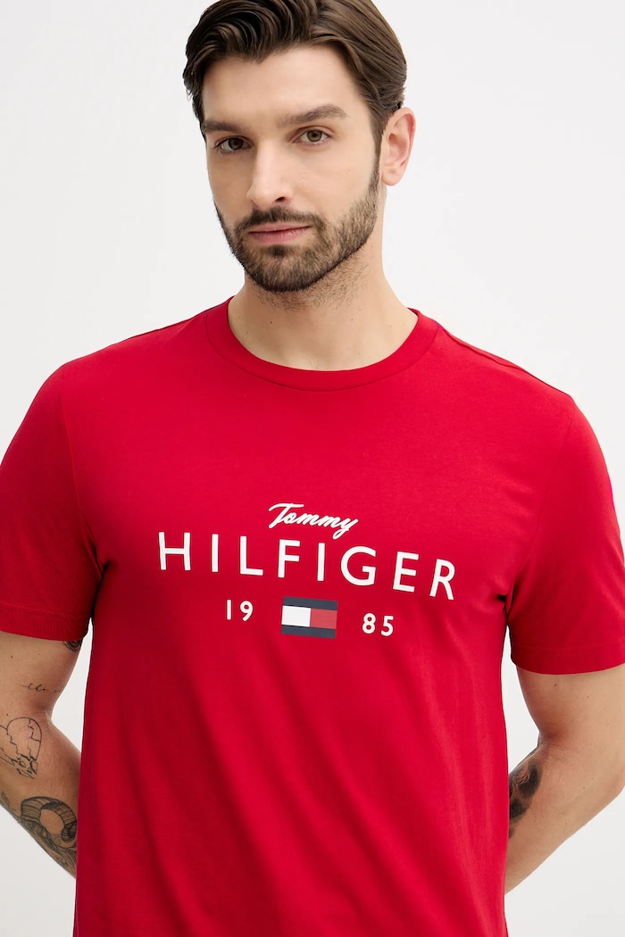 Tommy Hilfiger tricou din bumbac rosu MW0MW41455