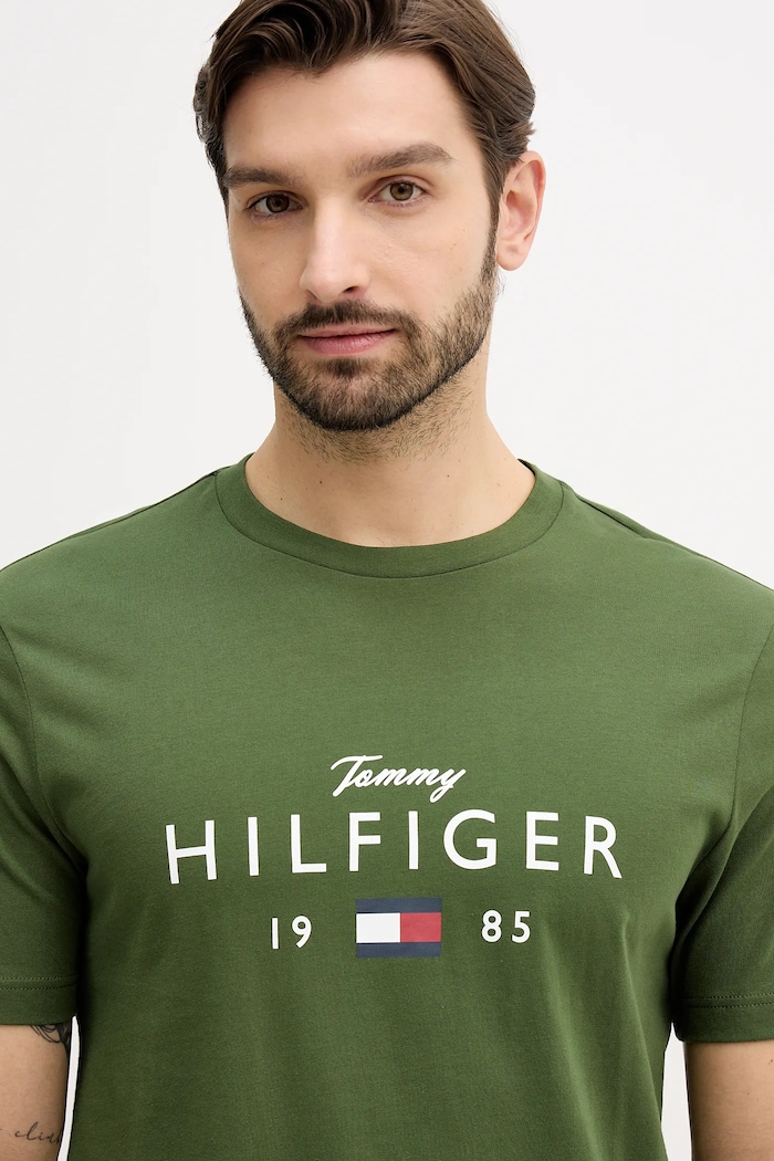 Tommy Hilfiger tricou din bumbac verde MW0MW41455