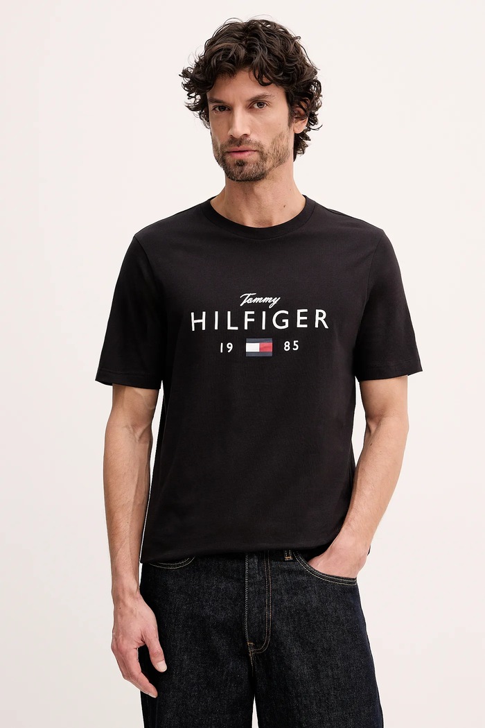 Βαμβακερό μπλουζάκι Tommy Hilfiger βαμβάκι μαύρο MW0MW41455