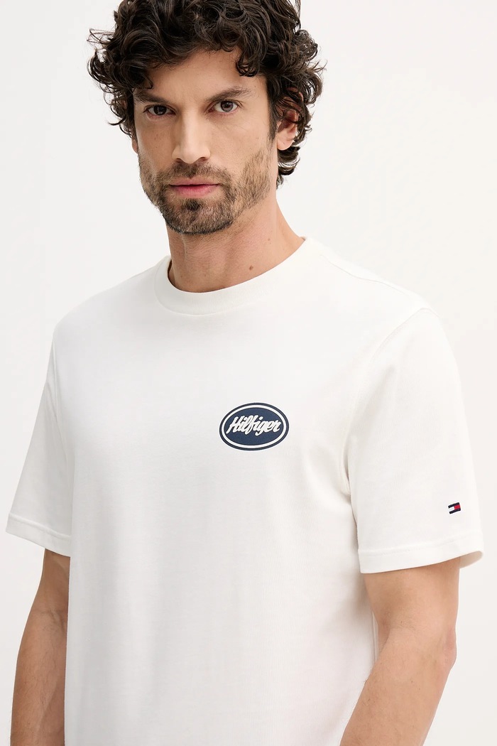 Bavlněné tričko Tommy Hilfiger béžová MW0MW41460