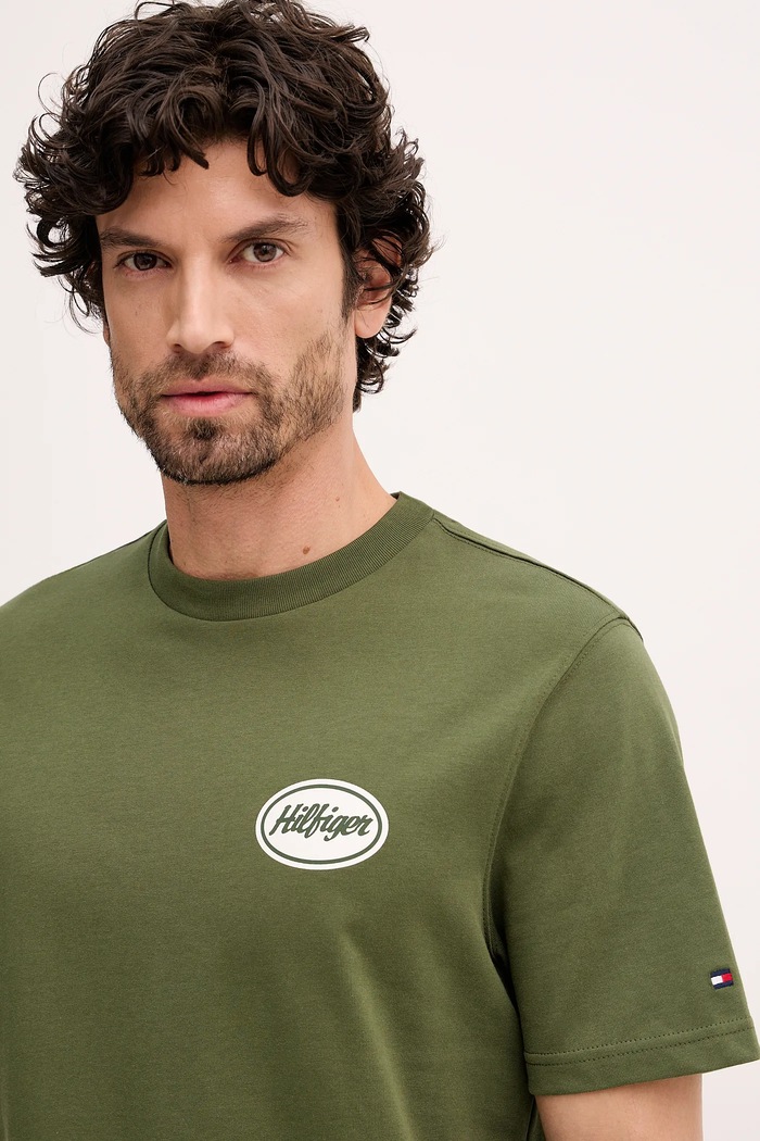Βαμβακερό μπλουζάκι Tommy Hilfiger πράσινο MW0MW41460