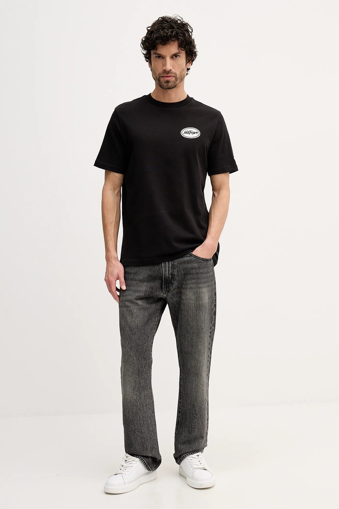 Βαμβακερό μπλουζάκι Tommy Hilfiger MW0MW41460 μαύρο SS26