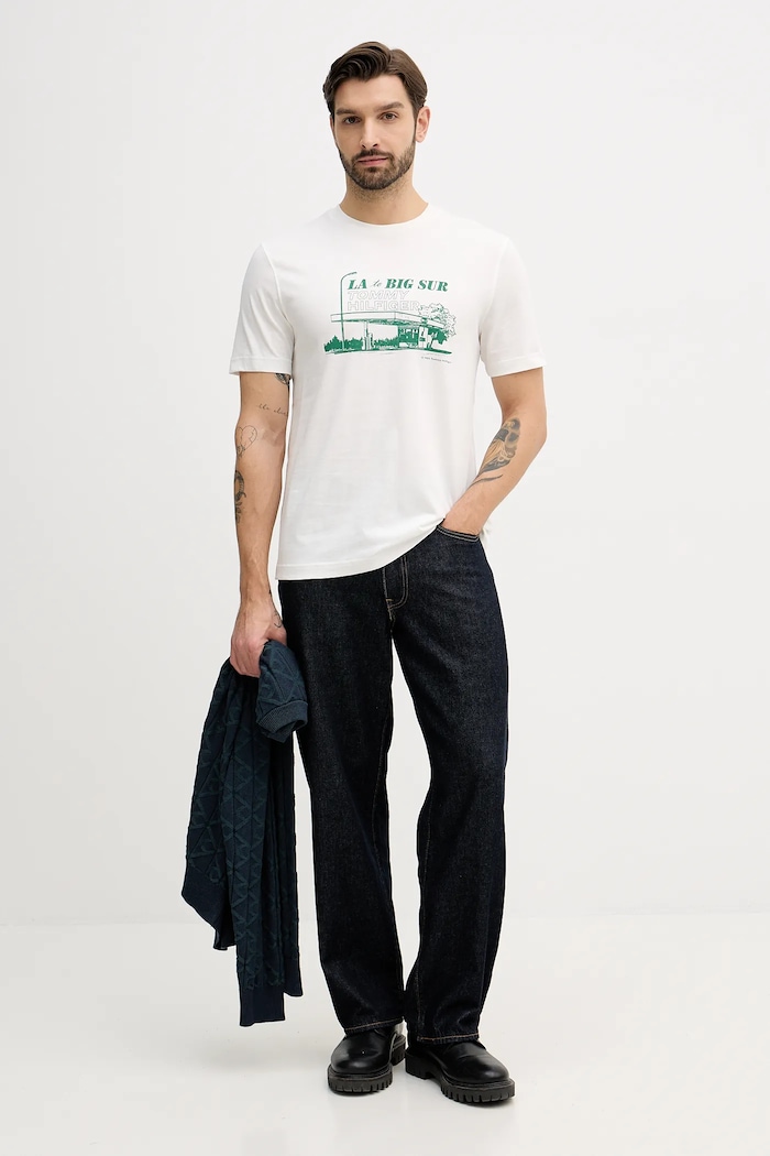 Tommy Hilfiger tricou din bumbac MW0MW41464 bej SS26