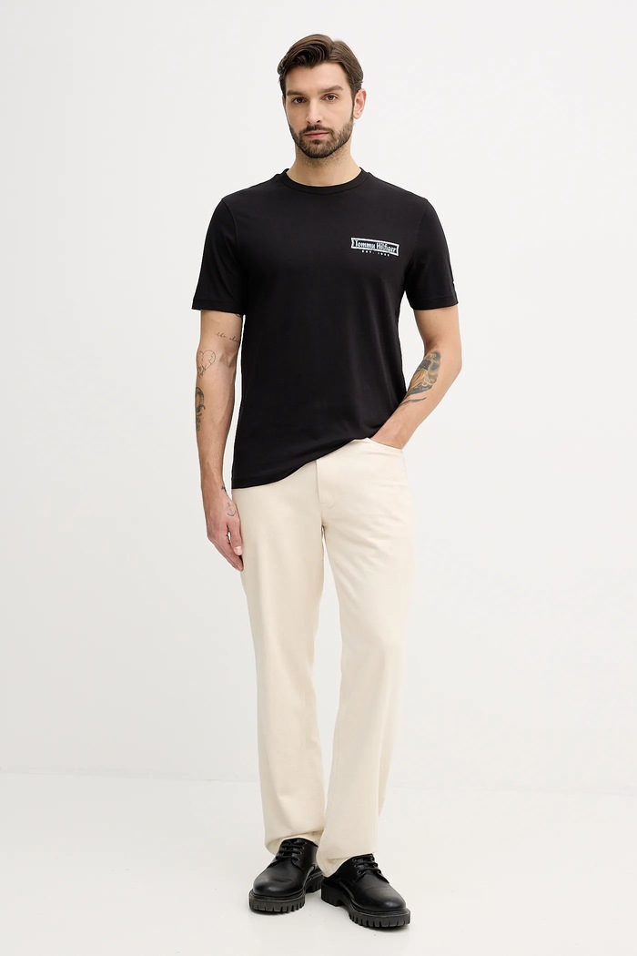 Tommy Hilfiger tricou din bumbac MW0MW41465 negru SS26