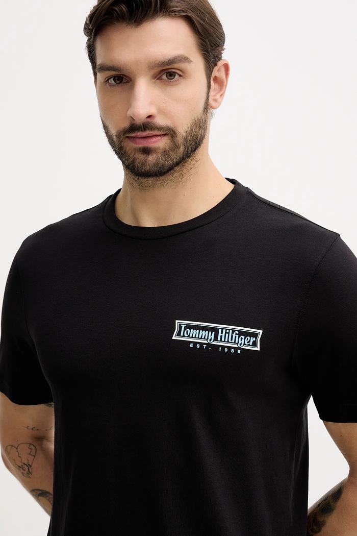 Tommy Hilfiger tricou din bumbac negru MW0MW41465