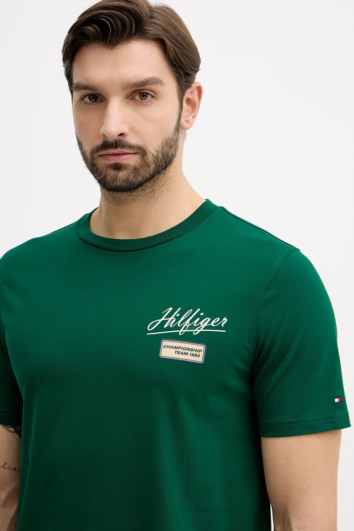 Tommy Hilfiger tricou din bumbac verde MW0MW41471