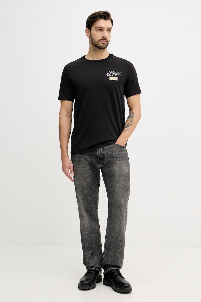 Bavlnené tričko Tommy Hilfiger MW0MW41471 čierna SS26