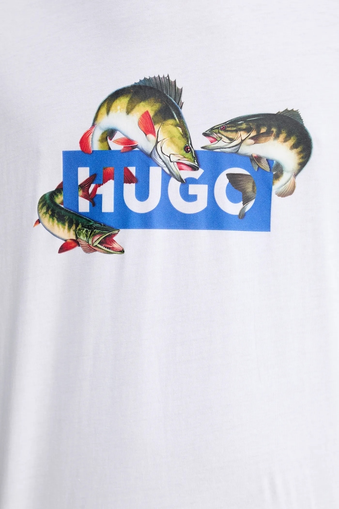 Βαμβακερό μπλουζάκι Hugo Blue Nalotrix 50554349 λευκό