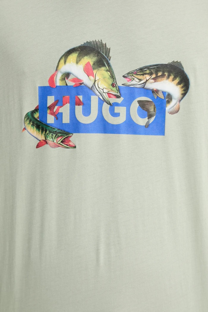 Βαμβακερό μπλουζάκι Hugo Blue Nalotrix 50554349 πράσινο