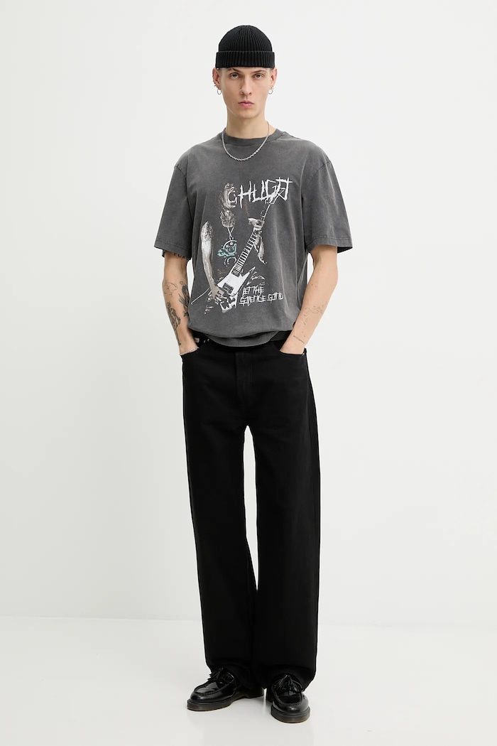 Hugo Blue t-shirt bawełniany Noctornix 50554368 szary SS26
