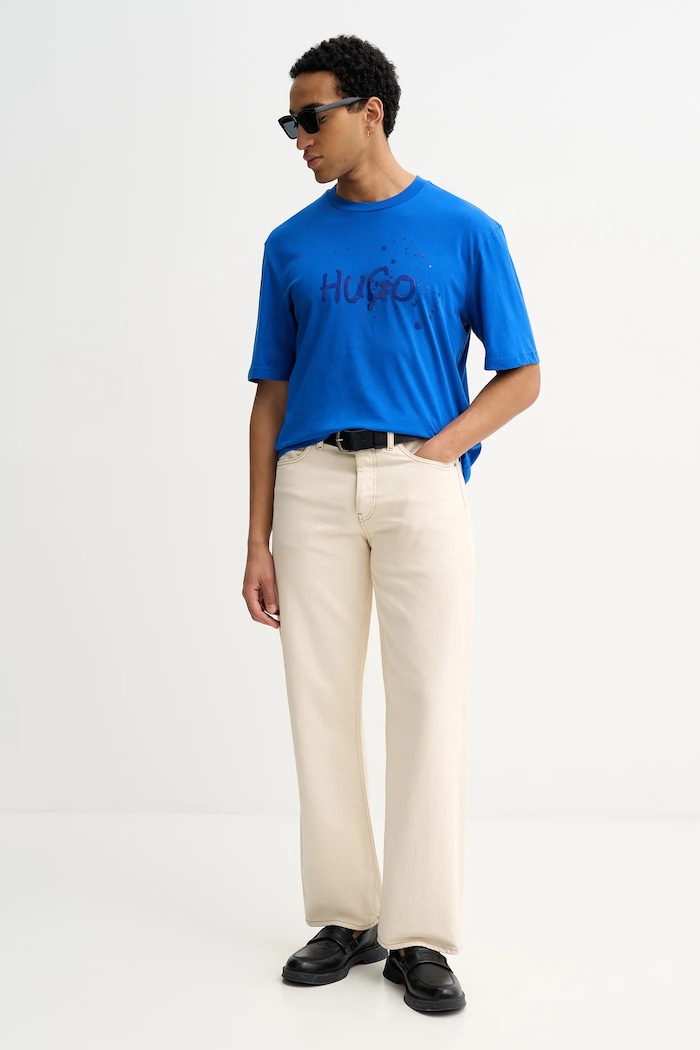 Bavlnené tričko Hugo Blue Nierofix 50554369 modrá SS26