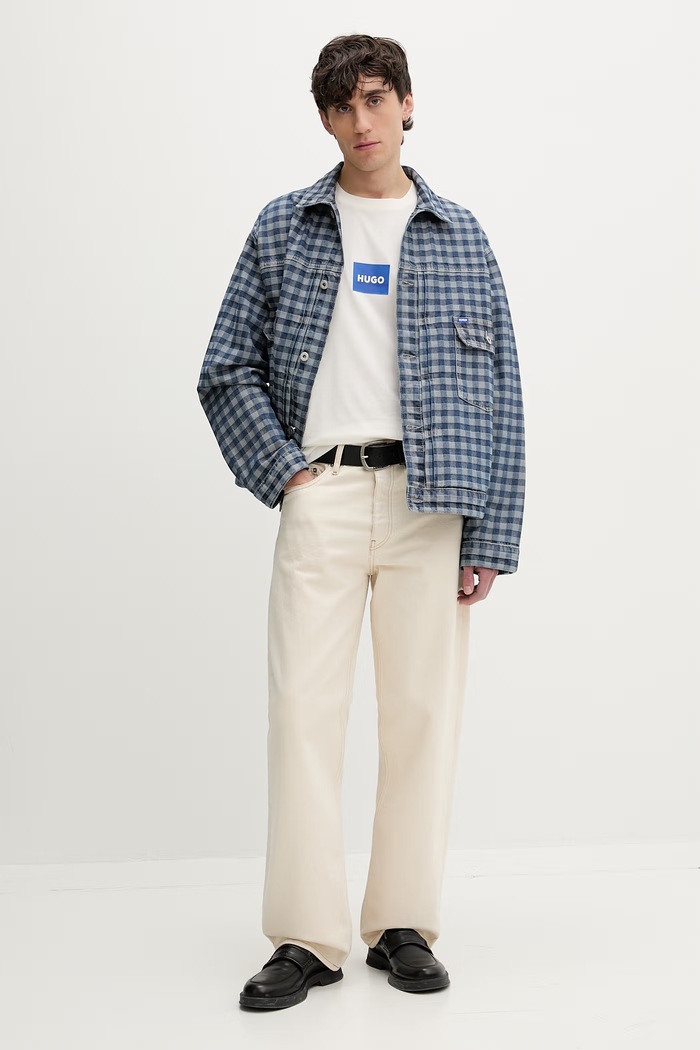 HUGO Blue tričko pánske bavlnené Nayonix 50554382 béžová SS26