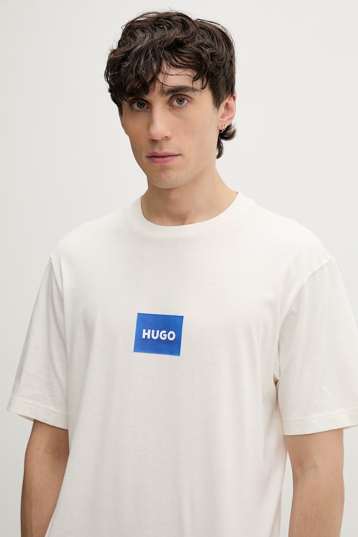HUGO Blue tričko pánske bavlnené Nayonix béžová 50554382