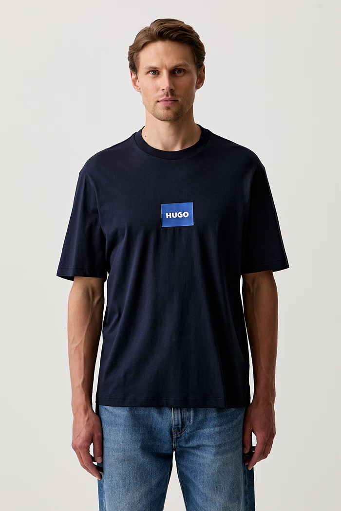 HUGO Blue t-shirt ανδρικό βαμβακερό Nayonix σκούρο μπλε 50554382