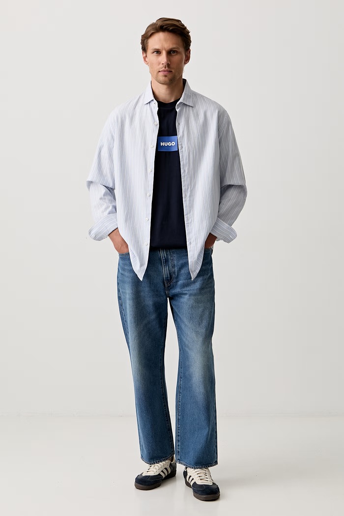 HUGO Blue t-shirt ανδρικό βαμβακερό Nayonix 50554382 σκούρο μπλε SS26