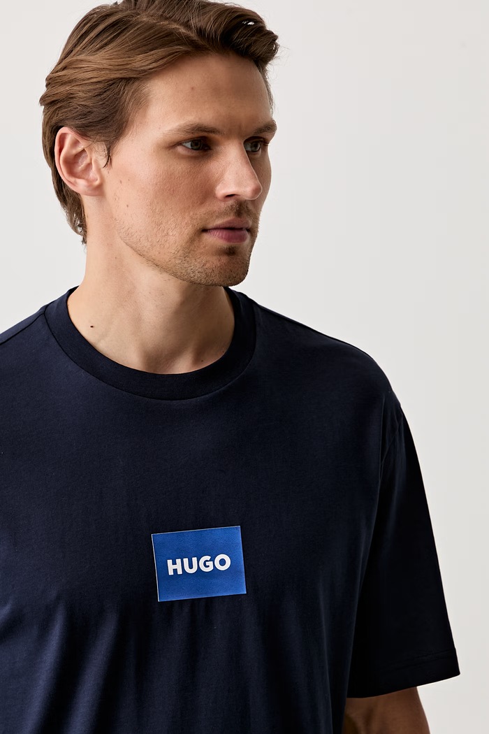 HUGO Blue t-shirt ανδρικό βαμβακερό Nayonix σκούρο μπλε 50554382