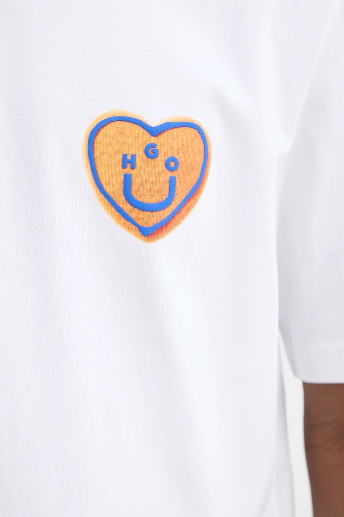 Памучна тениска Hugo Blue Nalentinio 50562727 бял