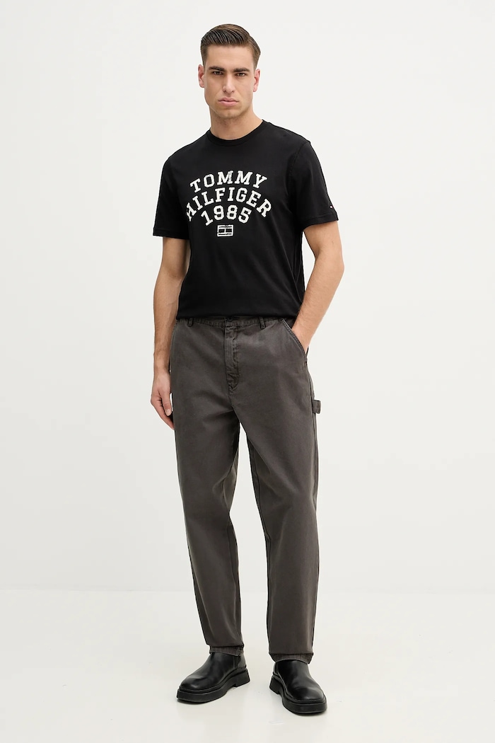 Βαμβακερό μπλουζάκι Tommy Hilfiger MW0MW41470 μαύρο SS26