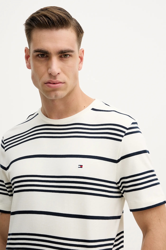 Βαμβακερό μπλουζάκι Tommy Hilfiger μπεζ MW0MW41908