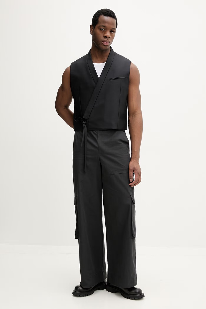 Kenzo Σακάκι Γιλέκο μάλλινο ανδρικό FG55VE0129FA μαύρο SS26