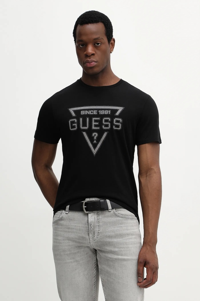 Guess pamut póló pamut fekete M6RI09.I3Z14
