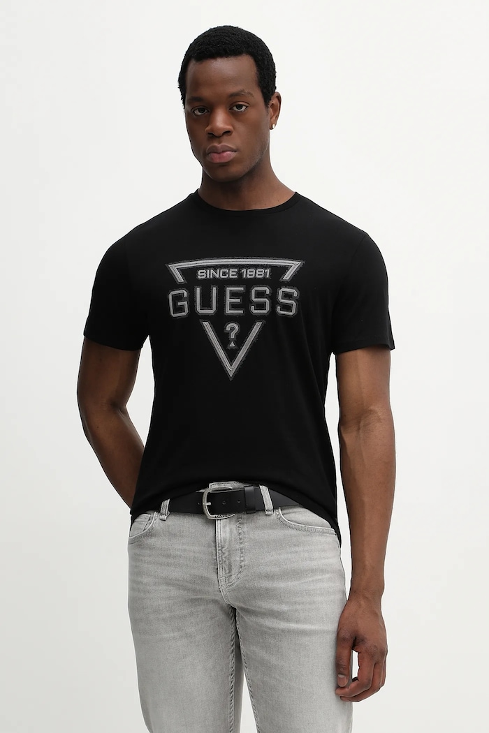 Guess pamut póló pamut fekete M6RI09.I3Z14