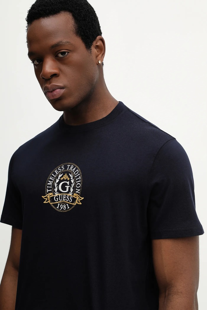 Guess tricou din bumbac bleumarin M6RI16.I3Z14