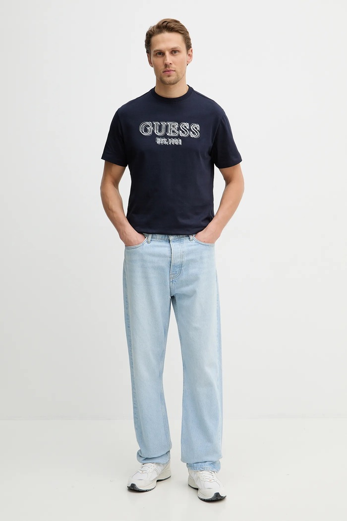 Bavlnené tričko Guess M6RI22.K8FQ4 tmavomodrá SS26