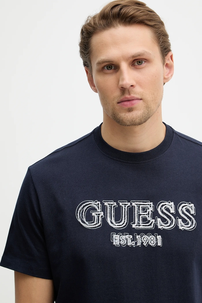 Bavlnené tričko Guess tmavomodrá M6RI22.K8FQ4