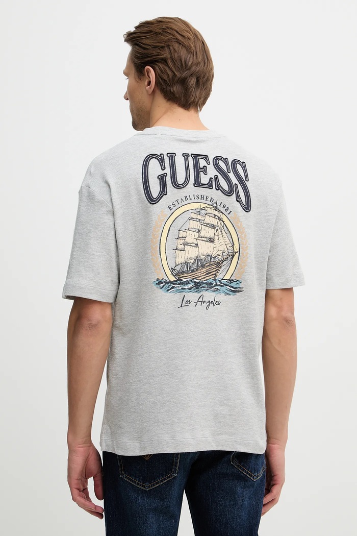 Bavlnené tričko Guess potlač sivá M6RI27.KD241