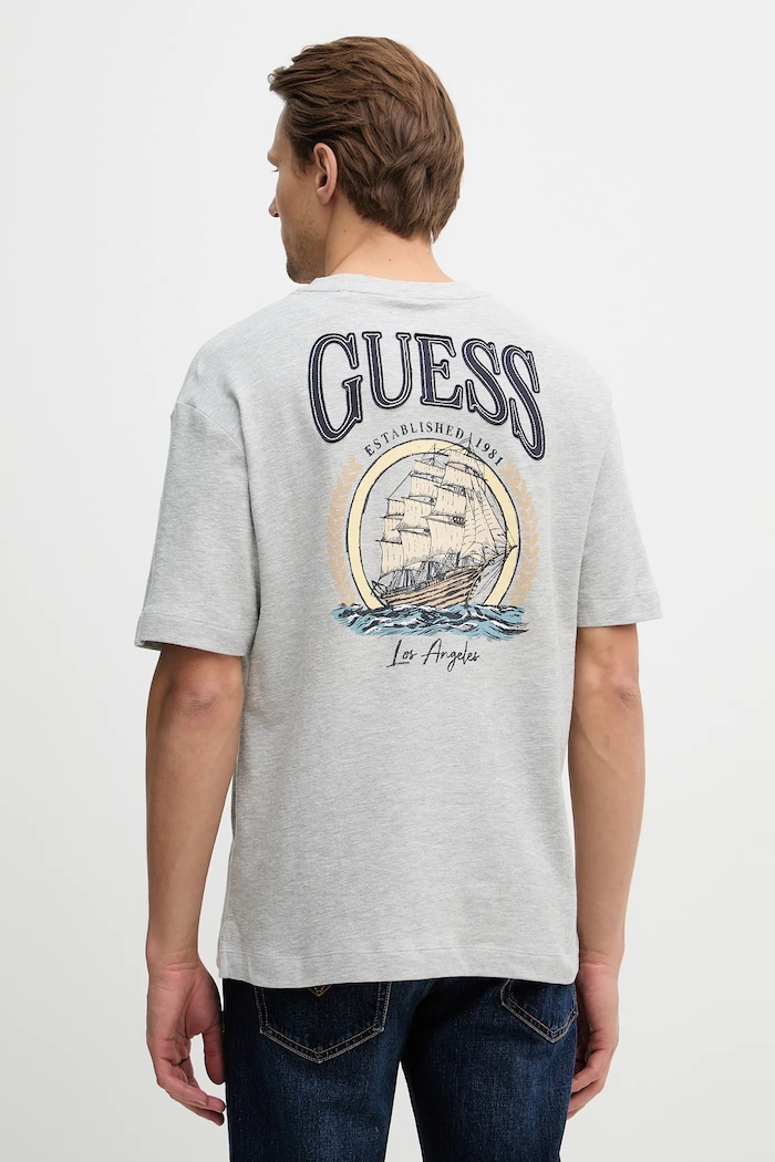 Bavlnené tričko Guess potlač sivá M6RI27.KD241