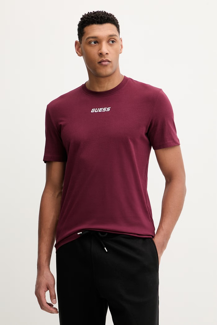 Guess t-shirt bawełniany COCHISE regular bordowy Z6RI00.I3Z14