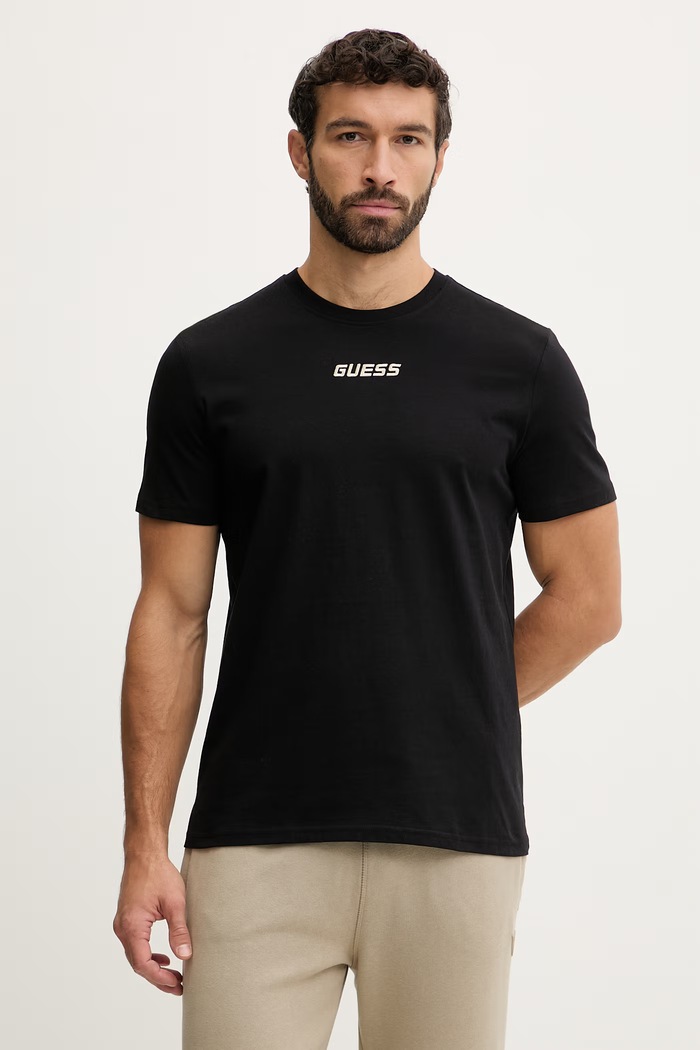 Βαμβακερό μπλουζάκι Guess COCHISE βαμβάκι μαύρο Z6RI00.I3Z14