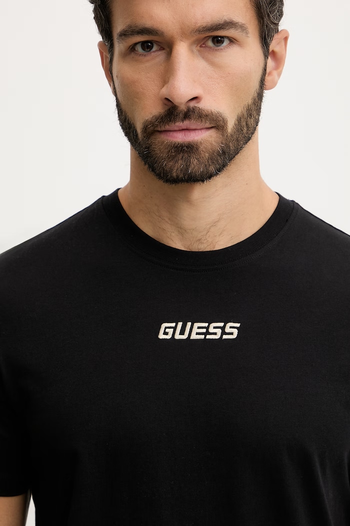 Βαμβακερό μπλουζάκι Guess COCHISE μαύρο Z6RI00.I3Z14