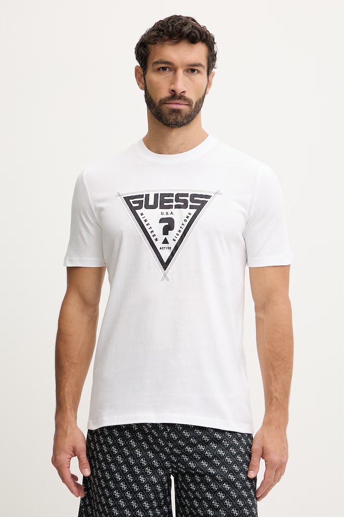 Guess t-shirt bawełniany LUTA nadruk biały Z6RI03.I3Z14