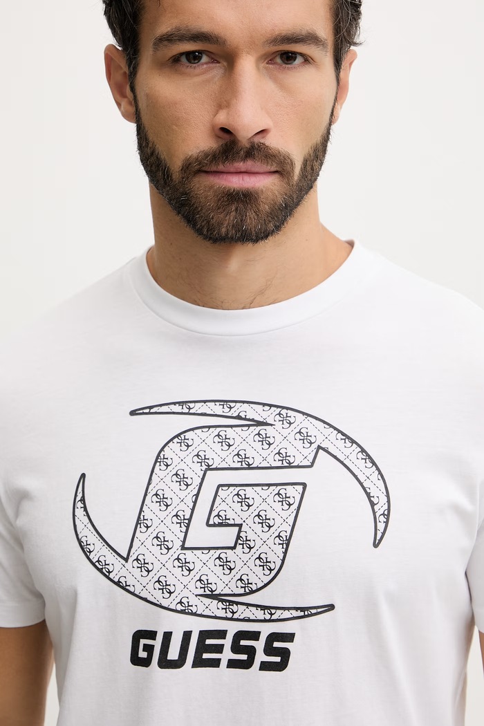 Βαμβακερό μπλουζάκι Guess KELE λευκό Z6RI06.I3Z14